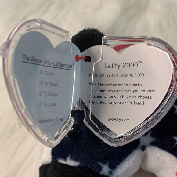Ty (14) Lefty 2000 Beanie Babies Plush with Red, White, and Blue Stars - Picture 9 of 15